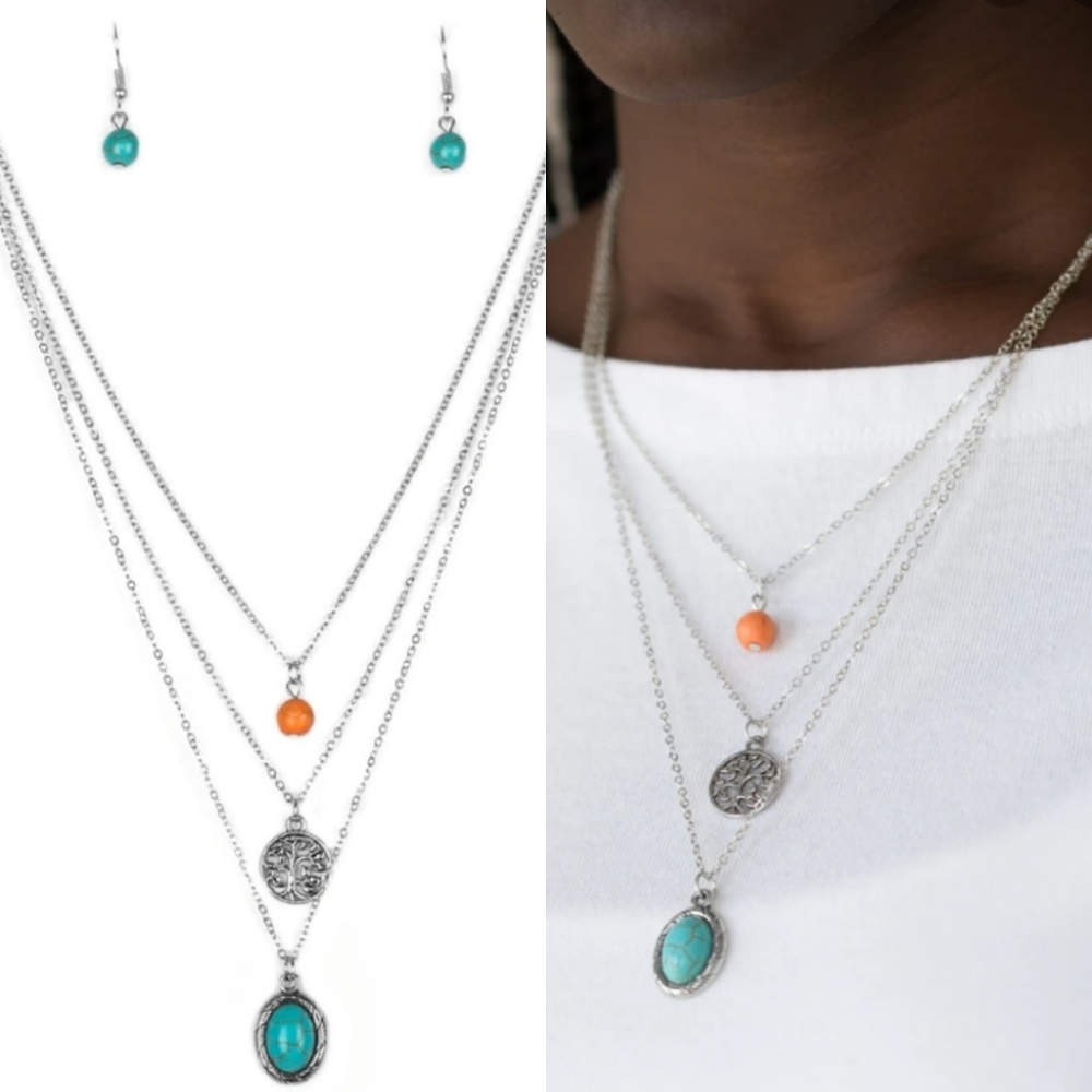 Multi layered silver necklace